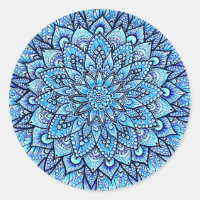 Blue Color Pencil Hand Drawn Mandala Design