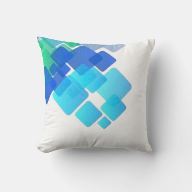 Blue colorful abstract throw pillow (Front)