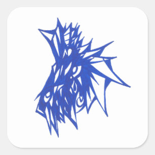 Blue Colorful Abstract Tribal Tattoo Art Square Sticker