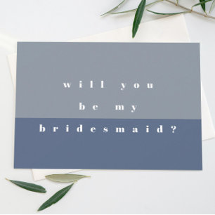 Blue Colour Block Will You Be My Bridesmaid Save The Date