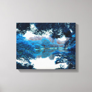 Blue colour effected cool, unique nature, lake canvas print