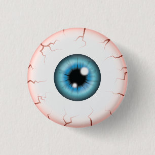Blue Colour Eyeball Halloween Bloodshot Eyeball 3 Cm Round Badge