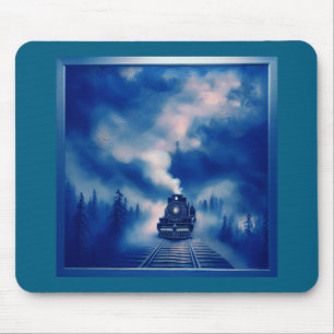 Blue Colour Scene With Old Steam Locomotive Mouse Pad
