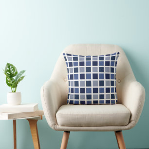Blue Colour Squares Chequered Cushion