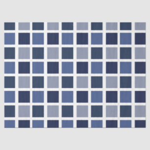 Blue Colour Squares Chequered Tissue Paper