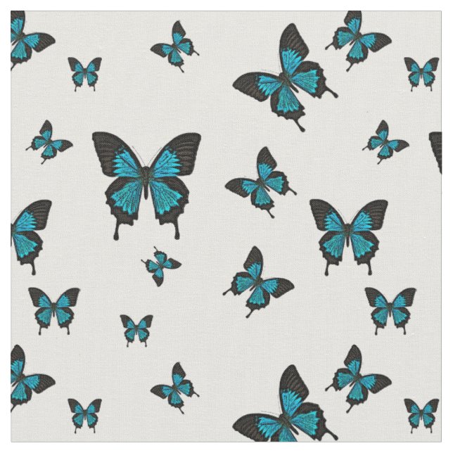 Blue coloured Butterfies, Swallow tail Butterfly Fabric (Close Up)