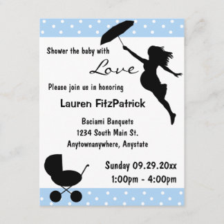 Blue Coloured Shower The Baby With Love Invitation
