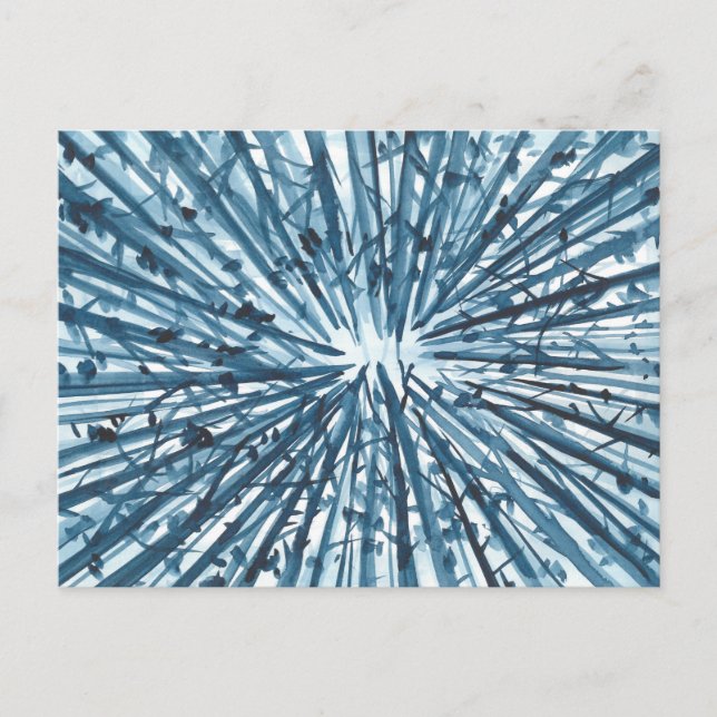 Blue coloured watercolor landscape, abstract natur holiday postcard (Front)