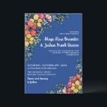 Blue Colourful Flowers Spring Summer Wedding Invitation<br><div class="desc">Beautiful floral wedding invitation with colourful arrangements of hand-drawn flowers in shades of blush,  pink,  yellow,  and coral with greenery and baby's breath. Deep blue summer wedding invitation with charming fonts and pretty flowers. Vibrant blue spring wedding invitation with colourful flowers against a blue background.</div>