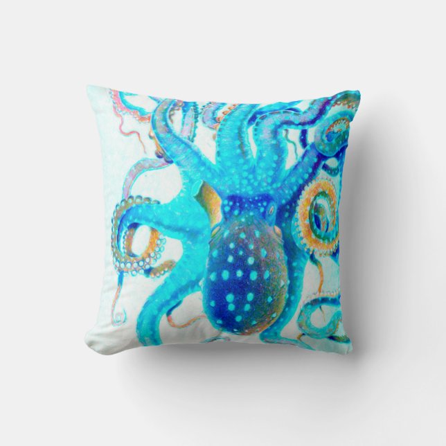 Blue colourful Octopus Cushion (Front)