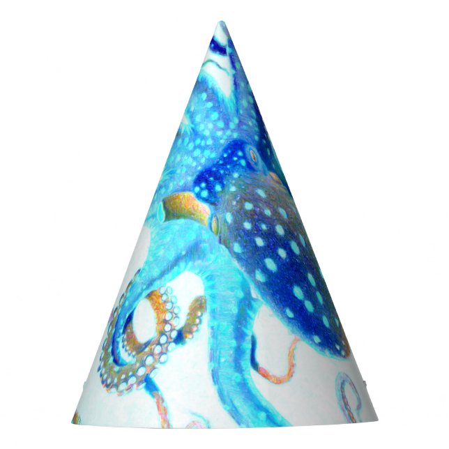 Blue colourful Octopus Party Hat (Front)
