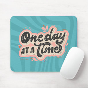 Blue Colourful One Day at a Time Mouse Pad