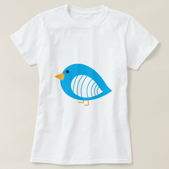 Blue colourful quirky birds T-Shirt (Design Front)