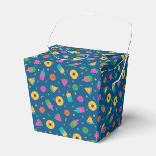 Blue colourful summer ice-cream pattern favour box