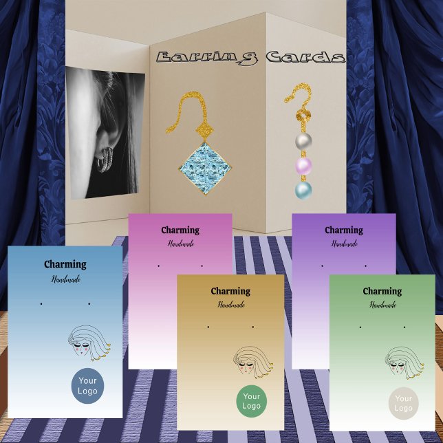 Blue Colours, Pretty Girl Face Earring Cards (Creator Uploaded)
