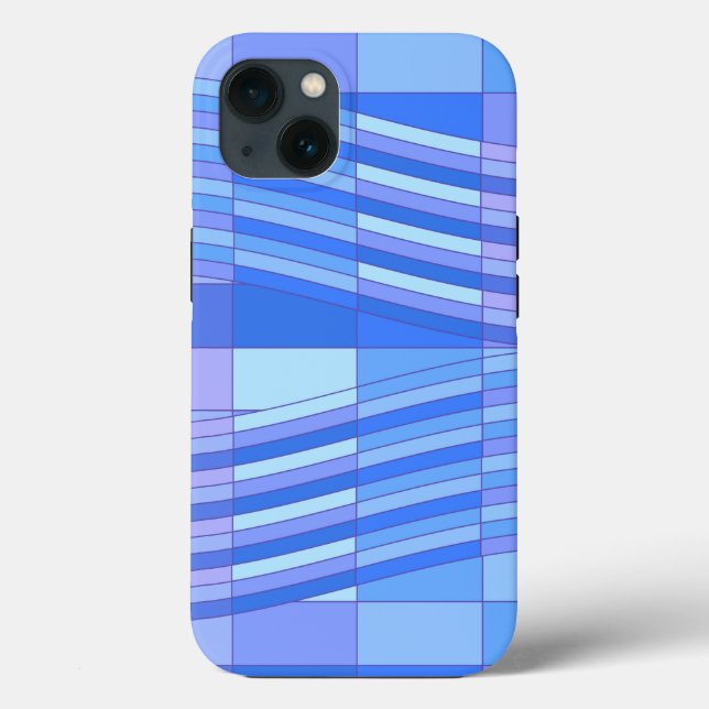 Blue Colours Wavy Rectangles Case-Mate iPhone Case (Back)