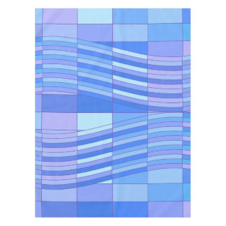 Blue Colours Wavy Rectangles Tablecloth