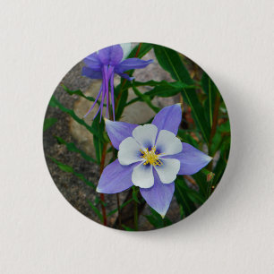 Blue columbine 6 cm round badge