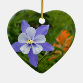 Blue Columbine Ceramic Tree Decoration