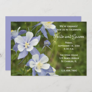 Blue Columbine Flowers Engagement Party Invitation