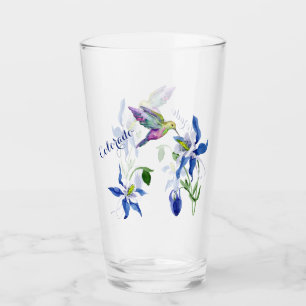 Blue Columbine Garden Hummingbird Glass