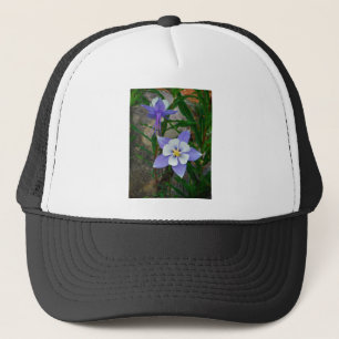 Blue columbine trucker hat