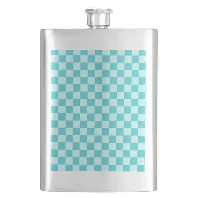 Blue Combination Classic Chequerboard by STaylor Hip Flask (Front)