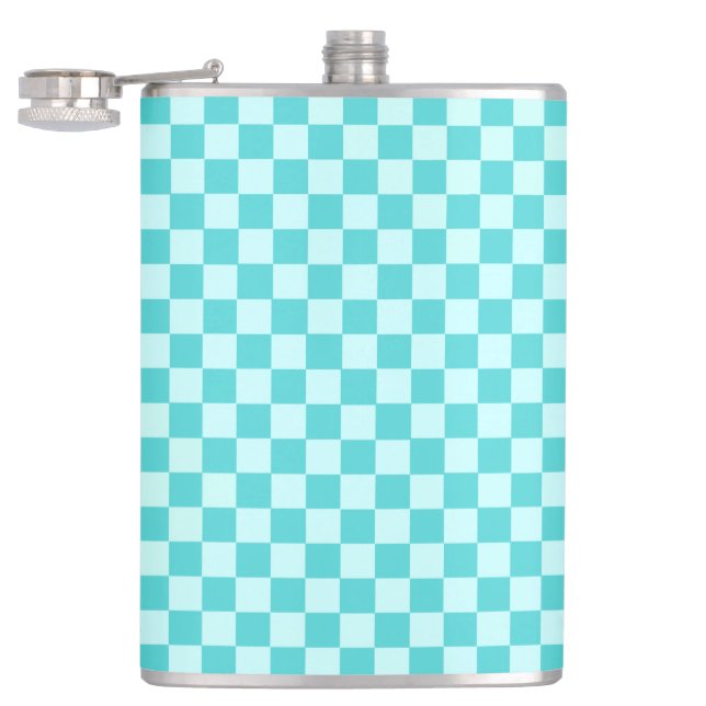 Blue Combination Classic Chequerboard by STaylor Hip Flask (Opened)