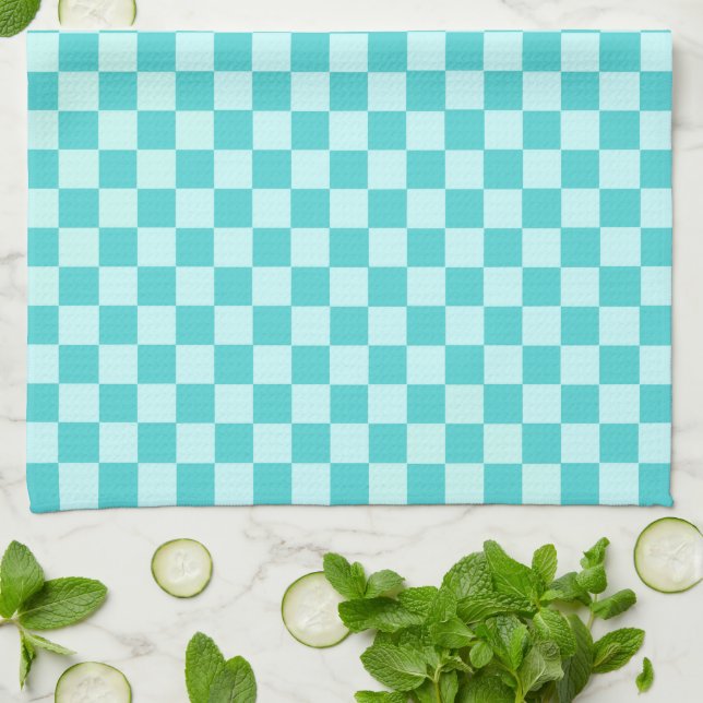 Blue Combination Classic Chequerboard by STaylor Tea Towel (Folded)