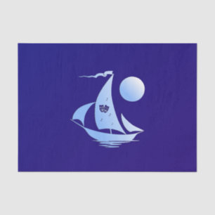 Blue Comedy and Tragedy Theatre Sailboat Tissue Paper