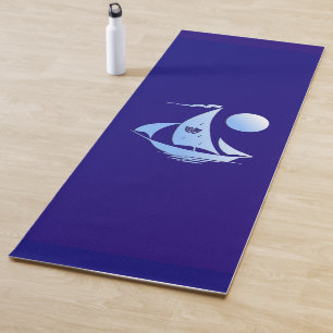Blue Comedy and Tragedy Theatre Sailboat Yoga Mat