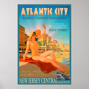 Blue Comet New Jersey Central Railroad Train New Poster