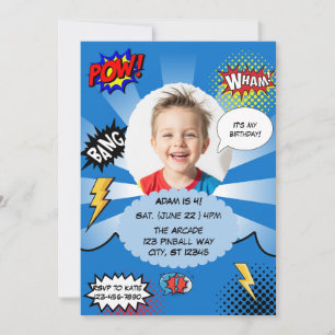 Blue Comic Birthday Party Invitation
