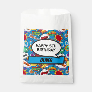 Blue Comic Book Superhero Birthday Party Favour Bags