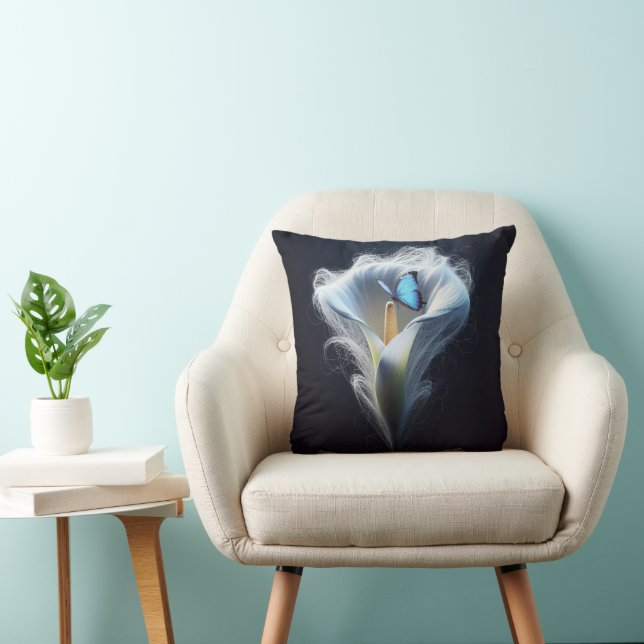 Blue Common Morpho Butterfly In Lily Cushion (Chair)