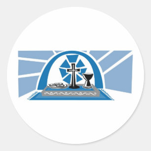 Blue Communion Page Accent Classic Round Sticker