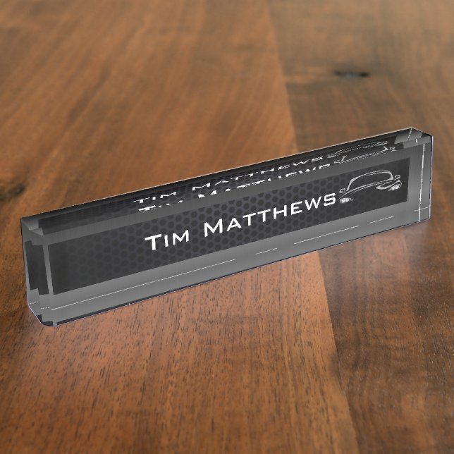 Blue company office desk  nameplate (Side)