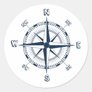 Blue Compass Classic Round Sticker