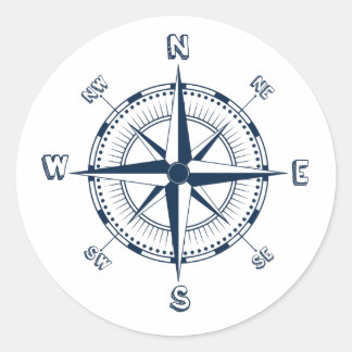 Blue Compass Classic Round Sticker