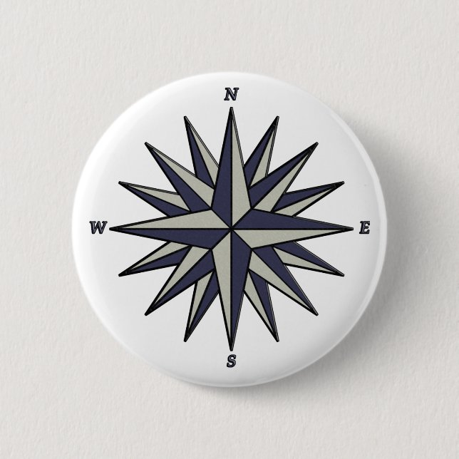 Blue Compass Rose Button (Front)