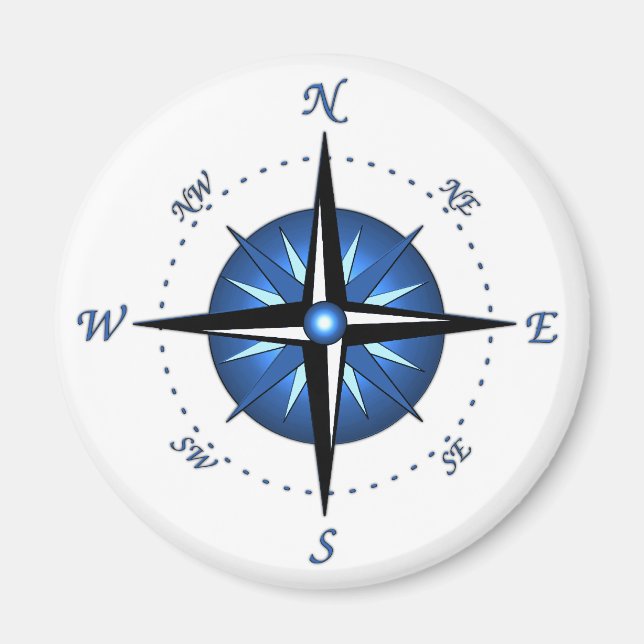 Blue Compass Rose Magnet (Front)