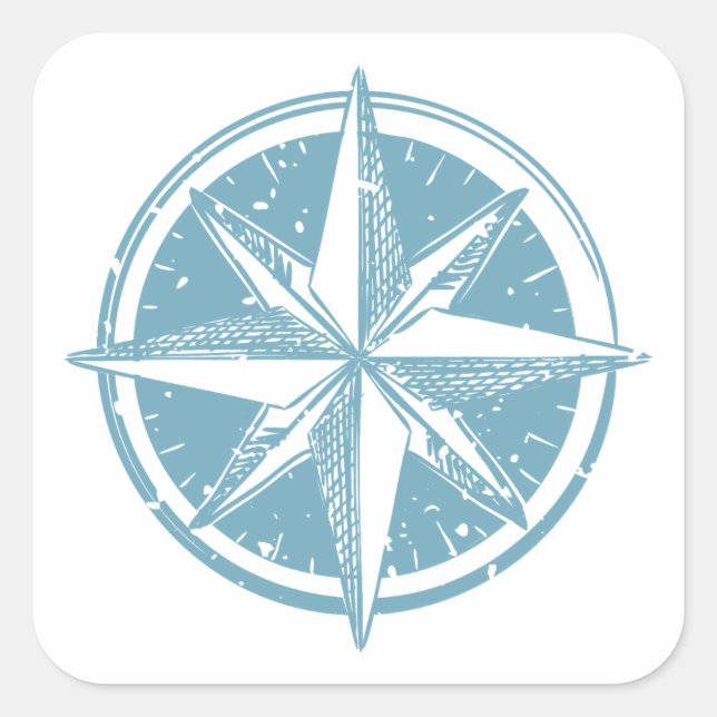 Blue Compass  Square Sticker (Front)
