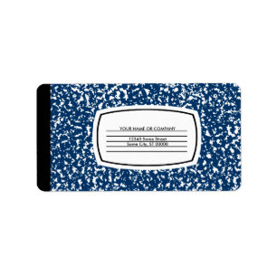 blue composition book label