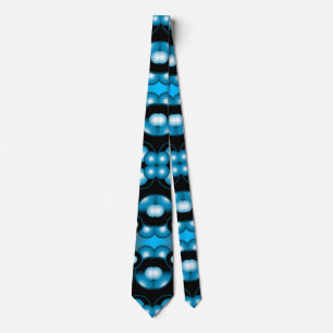 Blue Concentric Circle Orbital Rings Abstract Art Tie