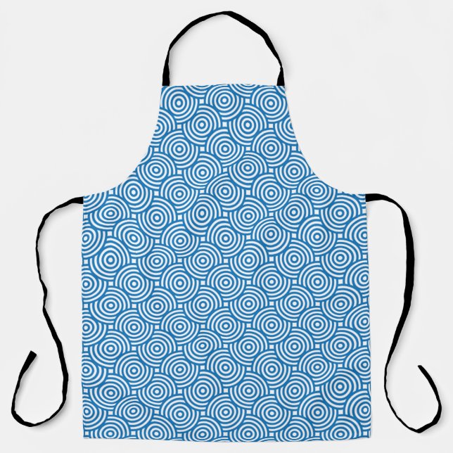 Blue Concentric Circles All-Over Print Apron (Front)