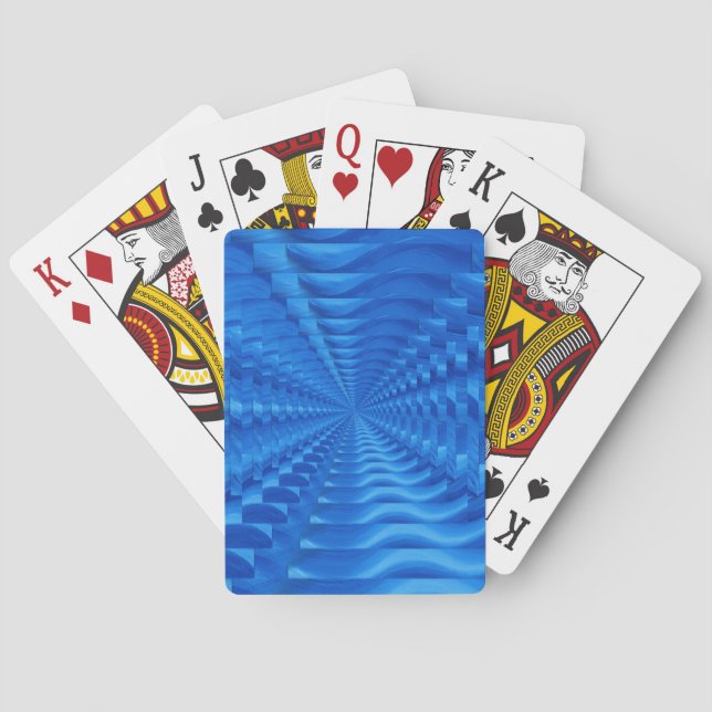 Blue Concentric Squares Playing Cards (Back)