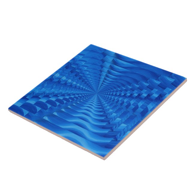 Blue Concentric Squares Tile (Side)