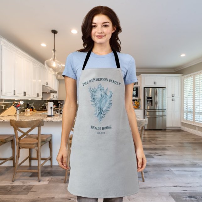 Blue Conch Shell Apron (Blue Conch Shell Personalized Apron)