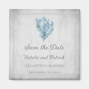 Blue Conch Shell Save the Date Magnet