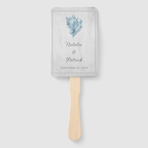 Blue Conch Shell Wedding Hand Fans